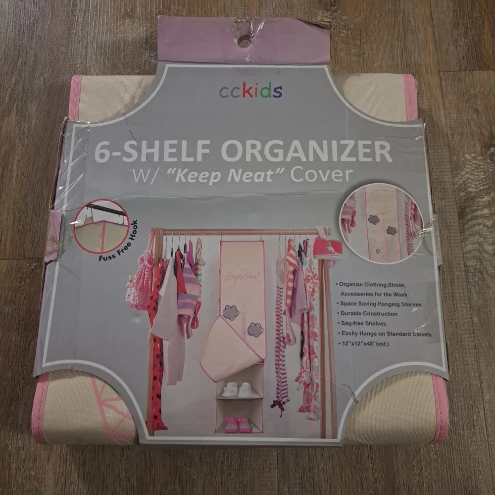 cckids Closet Complete Pink 6-Shelf Organizer Keep Neat Cover 12
